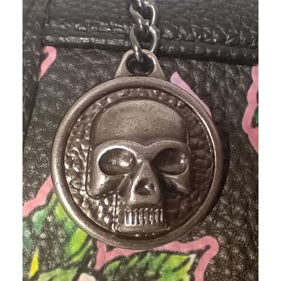 ED HARDY Large Black Floral Skull Satchel/Crossbody Bag - NWT - Picture 5 of 5